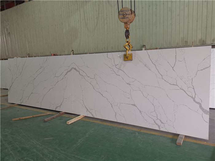calacatta Azul quartz slab for kitchen