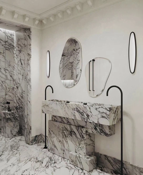 Arabescato Marble Bathroom floor tiles