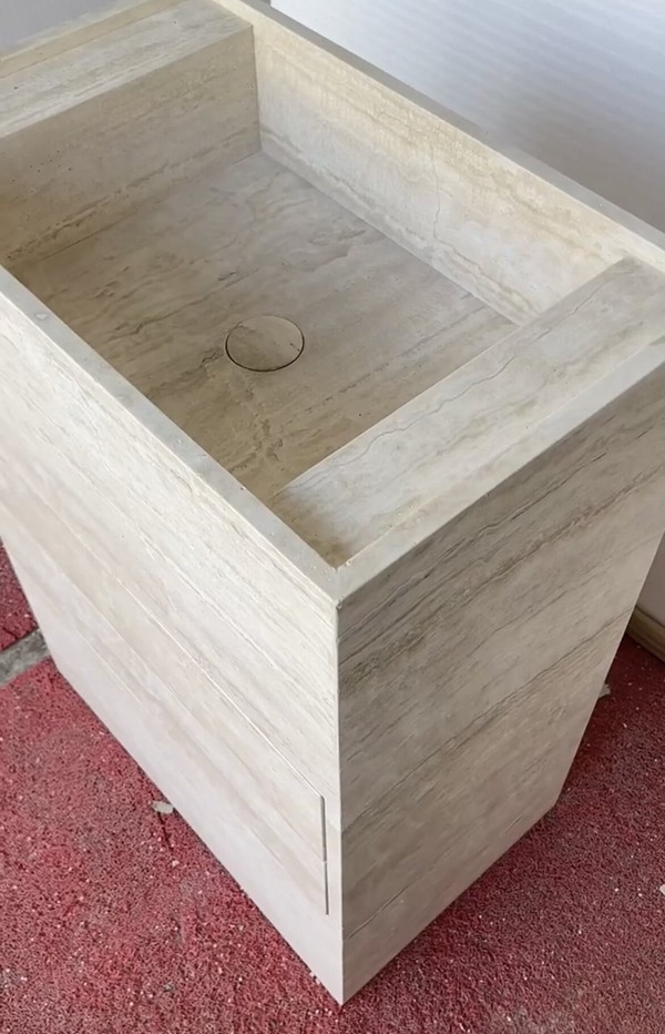 White Travertine Vanity Sinks
