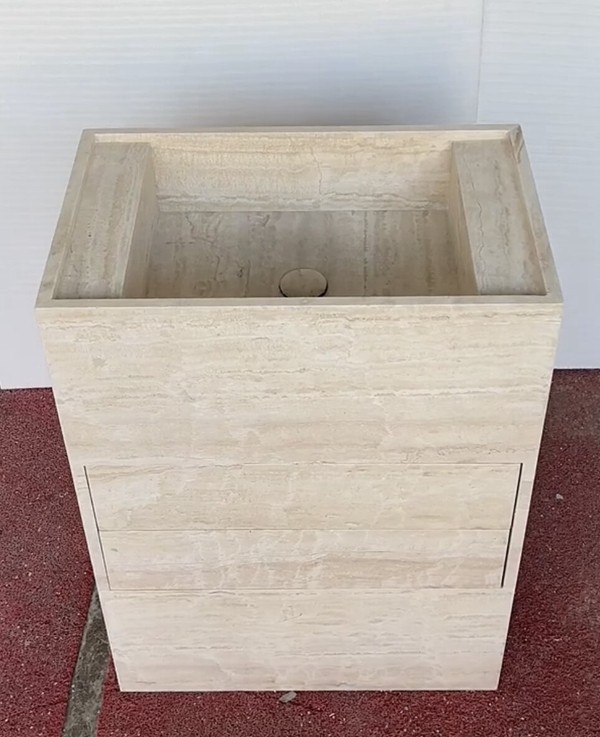 White Travertine Vanity Sink