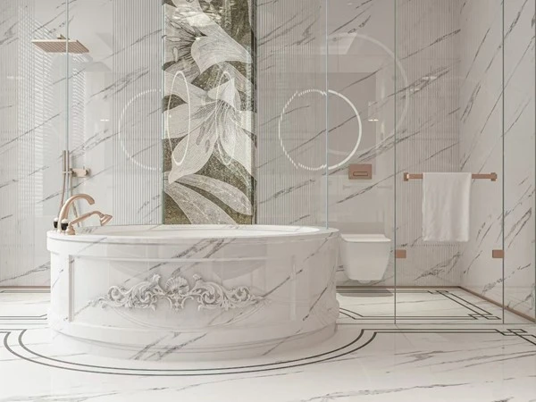 White Marble Green Vein Bathroom