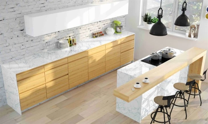 White Statuary Quartz kitchen top